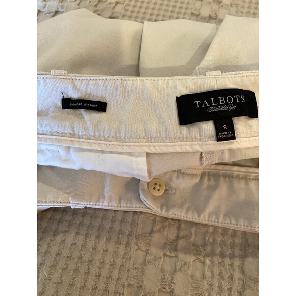 Talbots Signature Straight Pants Size 8 Cream 92% Cotton 8% Spandex Pockets - Picture 11 of 12
